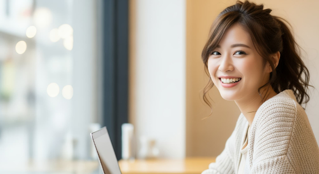 顎関節症が治って笑顔の女性
