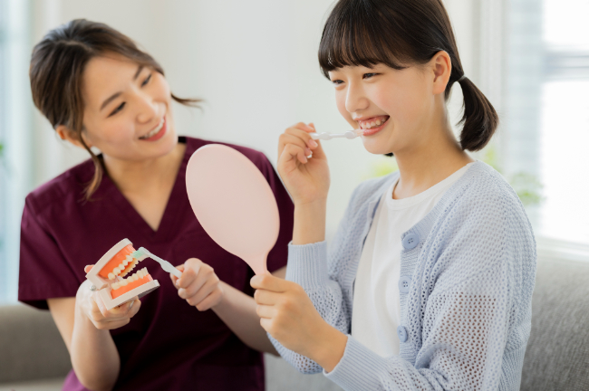 ブラッシング指導の様子