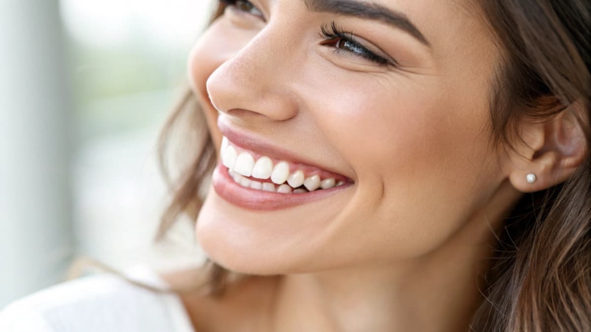 白い歯が印象的な笑顔の女性