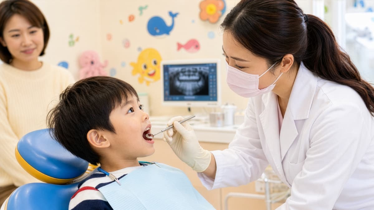 矯正後に後戻りを起こして歯科医院を受診した男の子